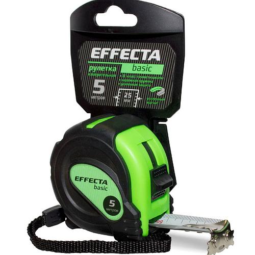 Рулетка 5 м х 25 мм Effecta Basic, магнит, белое полотно фото 1