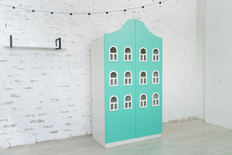 Шкаф детский 2-х дверный «Голландский» мятный фото 1