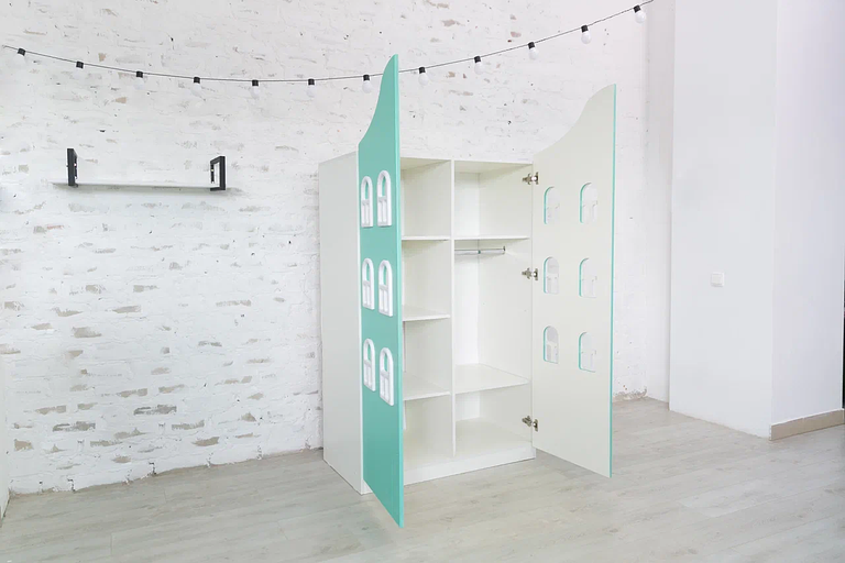 Шкаф детский 2-х дверный «Голландский» мятный фото 2