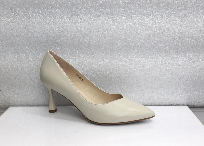 Туфли женские, бежевые, натуральная кожа, каблук 7.5 см фото 1
