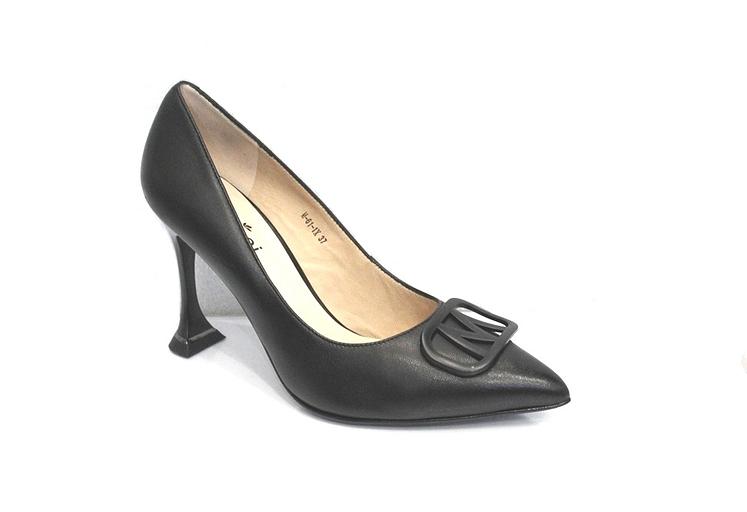 Туфли женские, чёрные, натуральная кожа, каблук 9.5 см фото 1