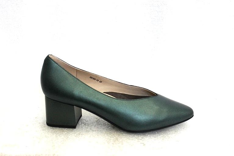 Туфли женские, зелёные, натуральная кожа, каблук 5,5 см фото 1