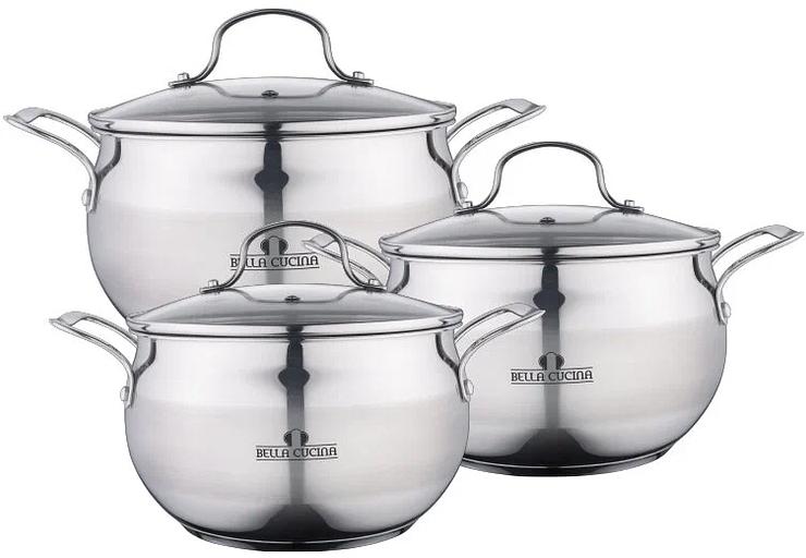 Набор посуды Bella Cucina «Macerata» 6 предметов (2.2, 3, 4.1 л) арт.BC-2133 ОПТ фото 1