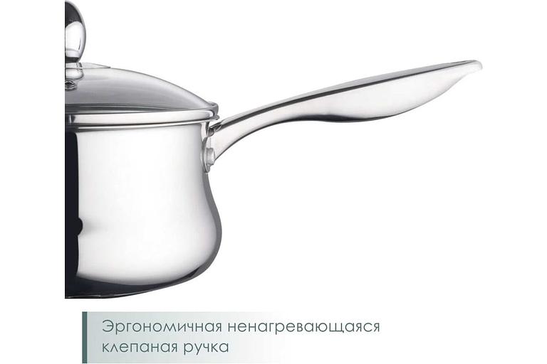 Ковш Bella Cucina «Salerno» 1,9 л со стеклянной крышкой 16 см, арт.BC-2134 ОПТ фото 4