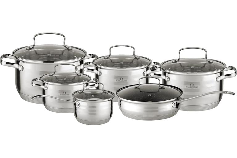 Набор посуды Bella Cucina «Treviso» 12 предметов (2.1, 2.9, 3.9, 6.6 л, ковш 2.1 л, сковорода 24 см) арт.BC-2025 ОПТ фото 1