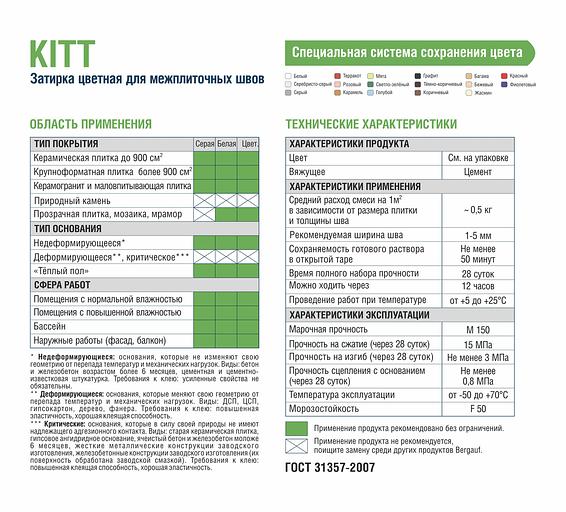 Затирка белая для межплиточных швов 25 кг KITT Bergauf фото 3