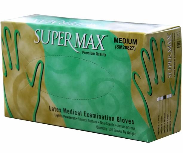 Перчатки латексные SUPERMAX размер М, 100 шт опт фото 1