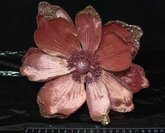 Цветок Декор на клипсе 22х5см бордовый фото 1