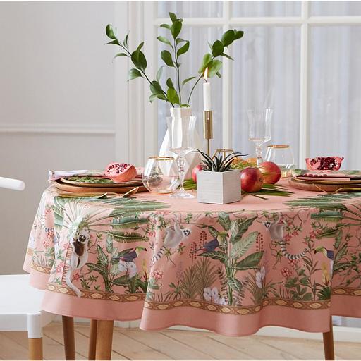 Скатерть "Этель" Tropical animals D-220 см +/-3см, 100% хл, саржа 190 гр/м2 фото 1