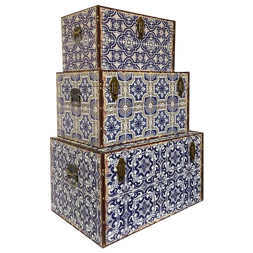 Набор из трех декоративных сундуков Grand forest для хранения c узором фото 1