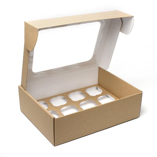 Коробка 12 капкейков мгк с окном крафт фото 1