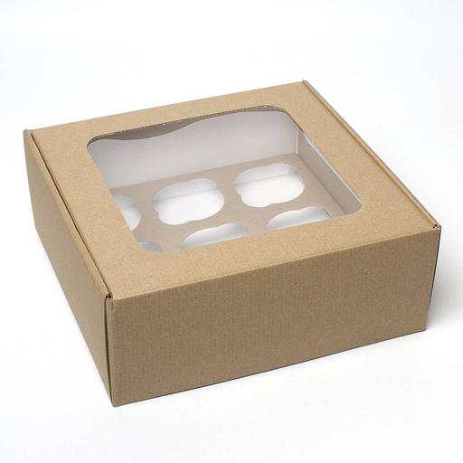 Коробка 9 капкейков мгк с окном крафт фото 1