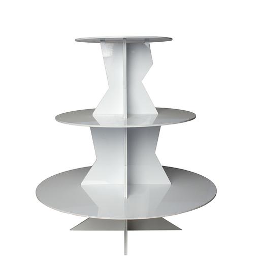 Подставка для капкейков Пирамида круг 3 яруса белая фото 1