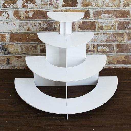 Подставка для капкейков Пирамида полукруг 4 яруса белая фото 1