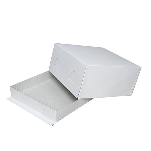 Упаковка для торта 21х21х10 см мелованный картон белая фото 1