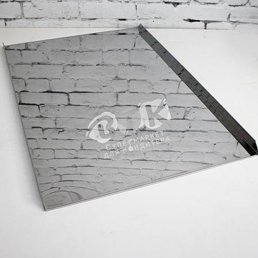 Противень 800х600 мм высота 20 мм толщина 0,8 мм 2 борта скош. края нержавеющая сталь фото 1