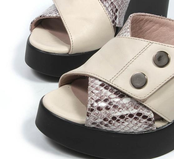 Сабо женские TAIS из натуральной кожи на танкетке, арт.2023-34 бежевый ОПТ фото 8