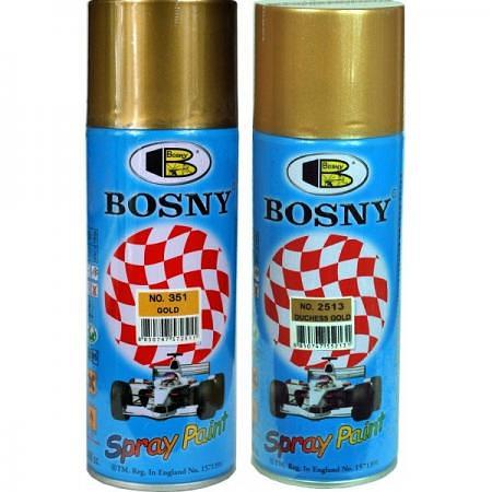 Краска золотая BOSNY 520мл, 300гр, аэрозольная фото 1