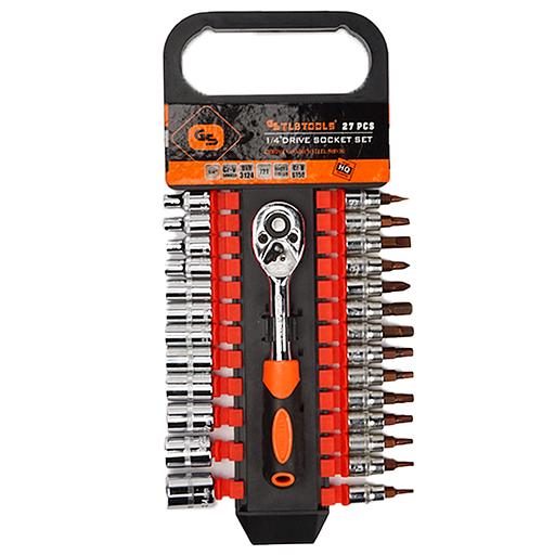 Набор головок 4-14 мм с трещоткой 1/4" 27 предметов TLB-1-4-27pcs фото 1