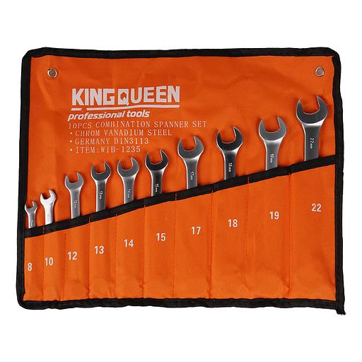 Набор комбинированных ключей 10шт 8-22 KINGQUEEN в сумке 10PCS8-22MM фото 1