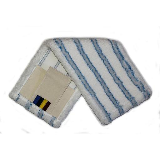 Моп плоский из белой микрофибры с мягкими абразивными полосками, 40 см, карман-язык, NV080 фото 1