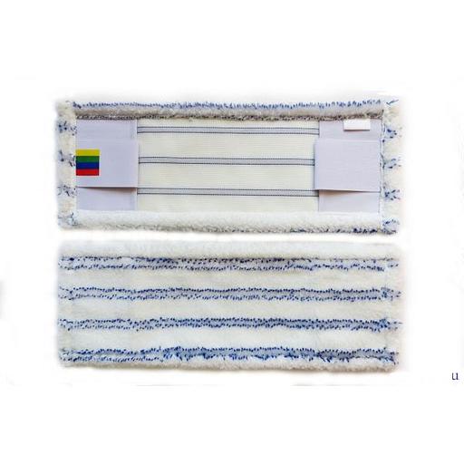 Моп плоский из белой микрофибры с мягкими абразивными полосками, 40 см, карман-язык, NV080 фото 2