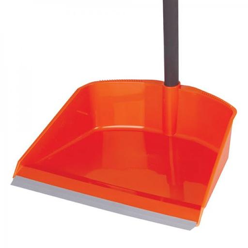 Совок для мусора 25х20 см со щеткой-сметкой на длинных рукоятках 80 см, пластик, оранжевый, IDEA, Россия (601325) фото 2