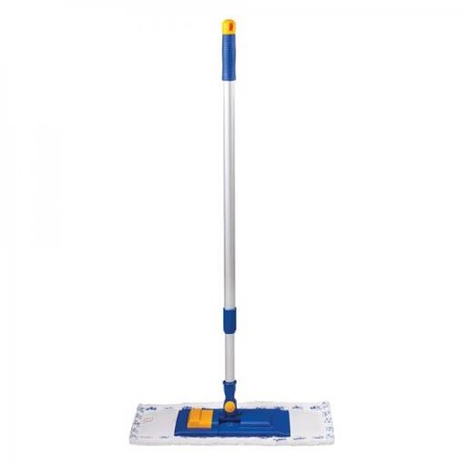 Швабра ЛАЙМА с флаундером 40 см, телескопический черенок 130 см., моп из микрофибры с абразивом, 601462 фото 1