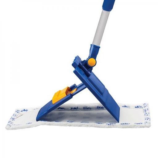 Швабра ЛАЙМА с флаундером 40 см, телескопический черенок 130 см., моп из микрофибры с абразивом, 601462 фото 2