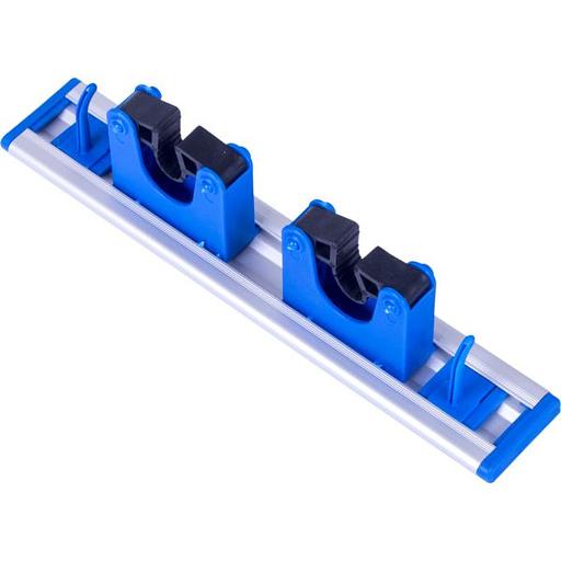 Настенный держатель уборочного инвентаря с рукоятками и петлями, длина 28см, два зажима (1009299) фото 1