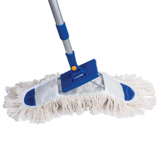 Швабра-рамка 40 см, алюминиевый телескопический черенок 130 см (резьба 1,6 см), МОП хлопок, ЛАЙМА (601464) фото 2