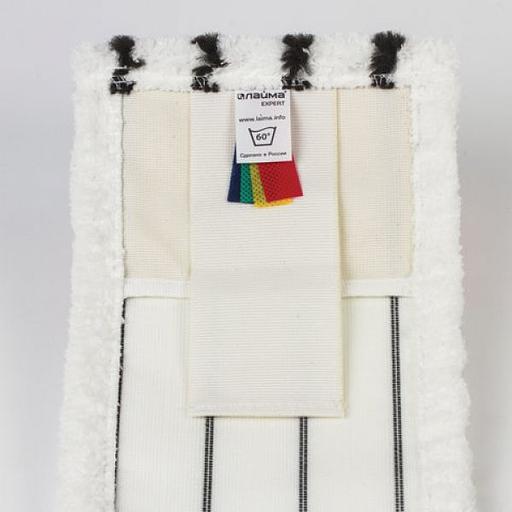 Моп плоский из белой микрофибры с жесткими абразивными полосками, 50 см, карман-язык, LAIMA EXPERT (605314) фото 3