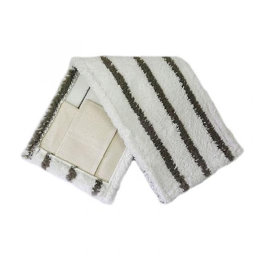 Моп плоский из белой микрофибры с жесткими абразивными полосками, 40 см, карман-язык, NV083 фото 1