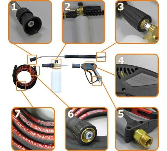 Набор для автомойки Практик пенокомплект + шланг 10 м, 200 бар, 15 л/мин C-TECH 10-SF60-45 фото 2
