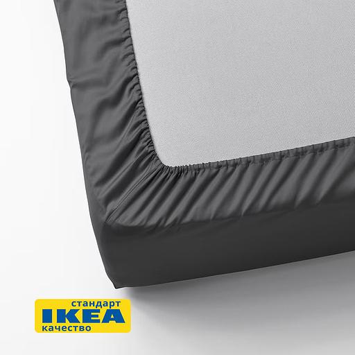 Простыня на резинке НАТЕСМИО (ИКЕА НАТТЭСМИН) 180x200, темно-серый, сатин KL-70442679 фото 4