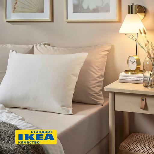 Пододеяльник 1,5 спальный, наволочка НАТЕСМИО (ИКЕА НАТТЭСМИН) 150x200/50x70, светло-бежевый страйп, сатин KL-30442619 фото 5