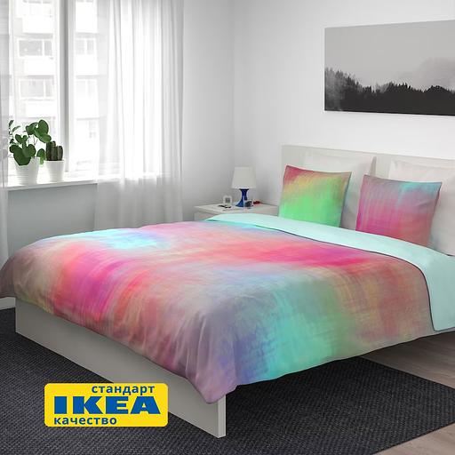 Пододеяльник евро, 2 наволочки ИСТЭРО (ИКЕА ПИПСТЭКРА) 200x200/50x70, разноцветный, миткаль KL-40438933 фото 1