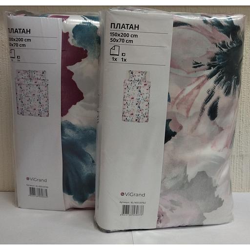 Пододеяльник евро, 2 наволочки ПЛАТАН (ИКЕА ПЛАТТМАЛ) 200x200/50x70, цветочный орнамент/белый, сатин KL-50519759 фото 6
