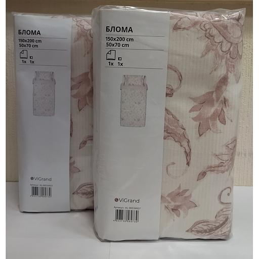 Пододеяльник евро, 2 наволочки БЛОМА (ИКЕА КЮССБЛОММА) 200x200/50x70, цветочный орнамент/в полоску, бязь KL-10534926 фото 9