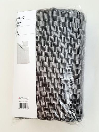 Пододеяльник 1,5 спальный, наволочка ВАКУРОС (ИКЕА ВЕСТКУСТРОС) 150x200/50x70, серо-белый, фланель KL-500620 фото 6