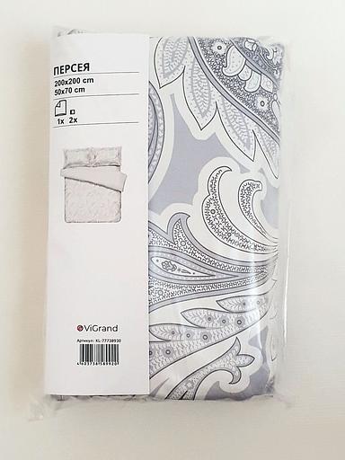 Пододеяльник евро, 2 наволочки ПЕРСЕЯ (ИКЕА ПЕРСИЯ) 200x200/50x70, серый, сатин, лиоцелл KL-77738930 фото 3