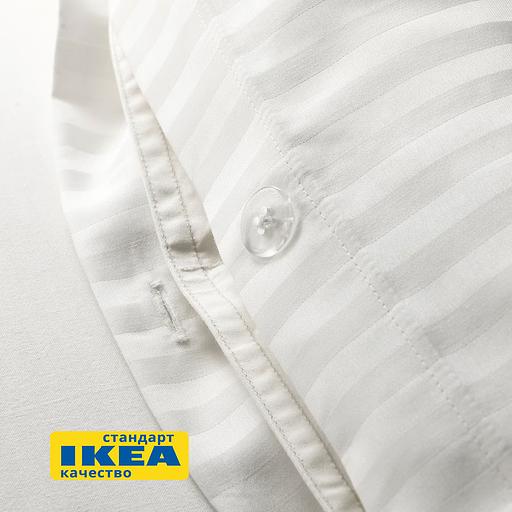 Пододеяльник 1,5 спальный, наволочка НАТЕСМИО (ИКЕА НАТТЭСМИН) 150x200/50x70, белый страйп, сатин KL-60337179 фото 2