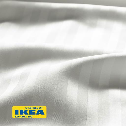 Пододеяльник 1,5 спальный, наволочка НАТЕСМИО (ИКЕА НАТТЭСМИН) 150x200/50x70, белый страйп, сатин KL-60337179 фото 3
