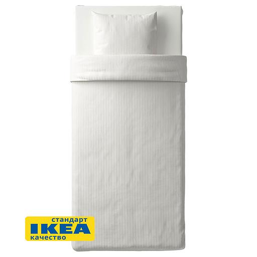 Пододеяльник 1,5 спальный, наволочка НАТЕСМИО (ИКЕА НАТТЭСМИН) 150x200/50x70, белый страйп, сатин KL-60337179 фото 6