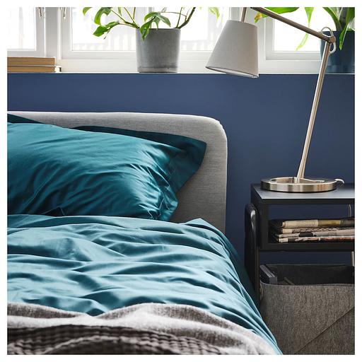 Пододеяльник евро, 2 наволочки ЛЮТЕСМИО (ИКЕА ЛЮКТЭСМИН) 200x200/50x70, темно-зеленый, сатин KL-80432929 фото 5