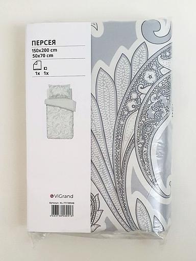 Пододеяльник 1,5 спальный, наволочка ПЕРСЕЯ (ИКЕА ПЕРСИЯ) 150x200/50x70, серый, сатин, лиоцелл KL-77738948 фото 2
