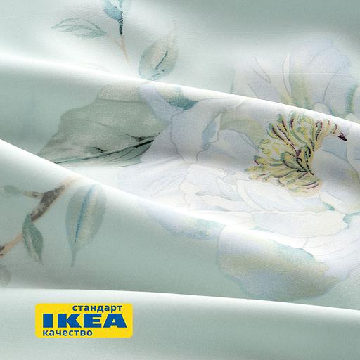 Пододеяльник евро, 2 наволочки ПЛАТАН (ИКЕА ПЛАТТМАЛ) 200x200/50x70, цветочный орнамент/зеленый, сатин KL-30519760 фото 5