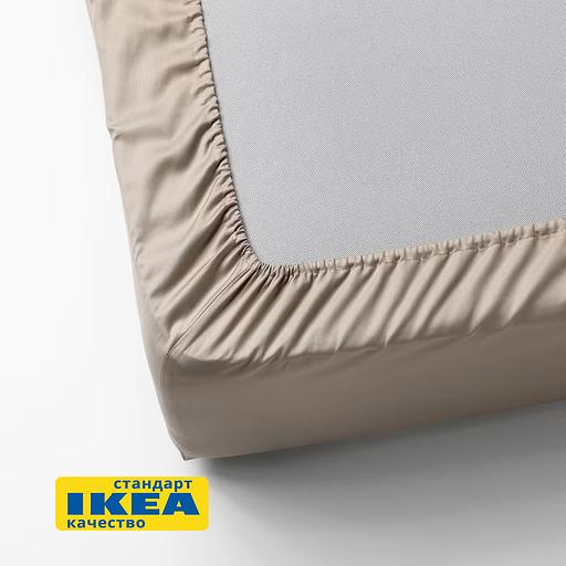 Простыня на резинке НАТЕСМИО (ИКЕА НАТТЭСМИН) 90x200, светло-бежевый, сатин KL-60442745 фото 3