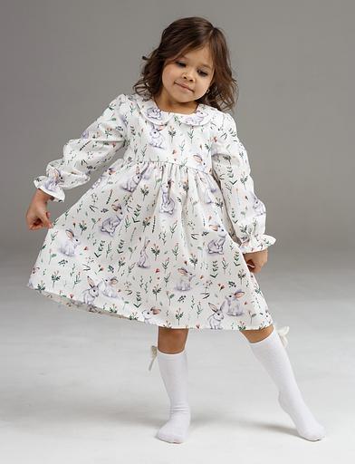 Платье MINI DI «Риана» зайцы на белом, арт.160/810 ОПТ фото 1