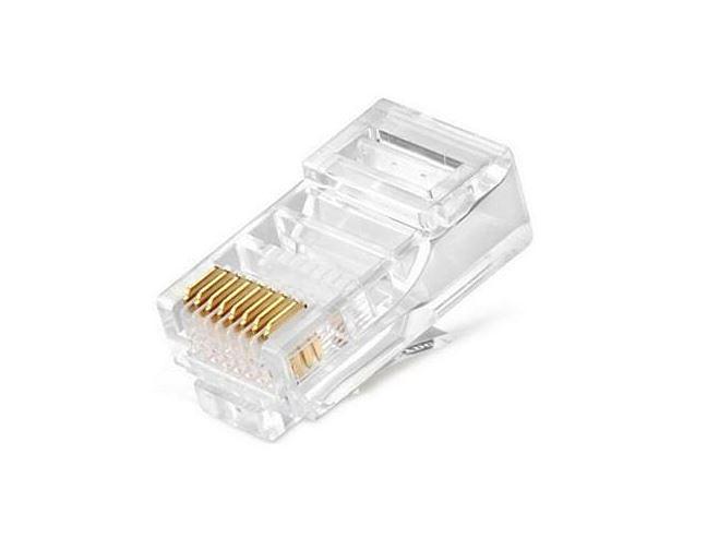 Коннектор сквозной (проходной) RJ-45 (8P8C) Cat.5e, RIPO, покрытие 3мкд, универ. ножи (упк.20шт) фото 1